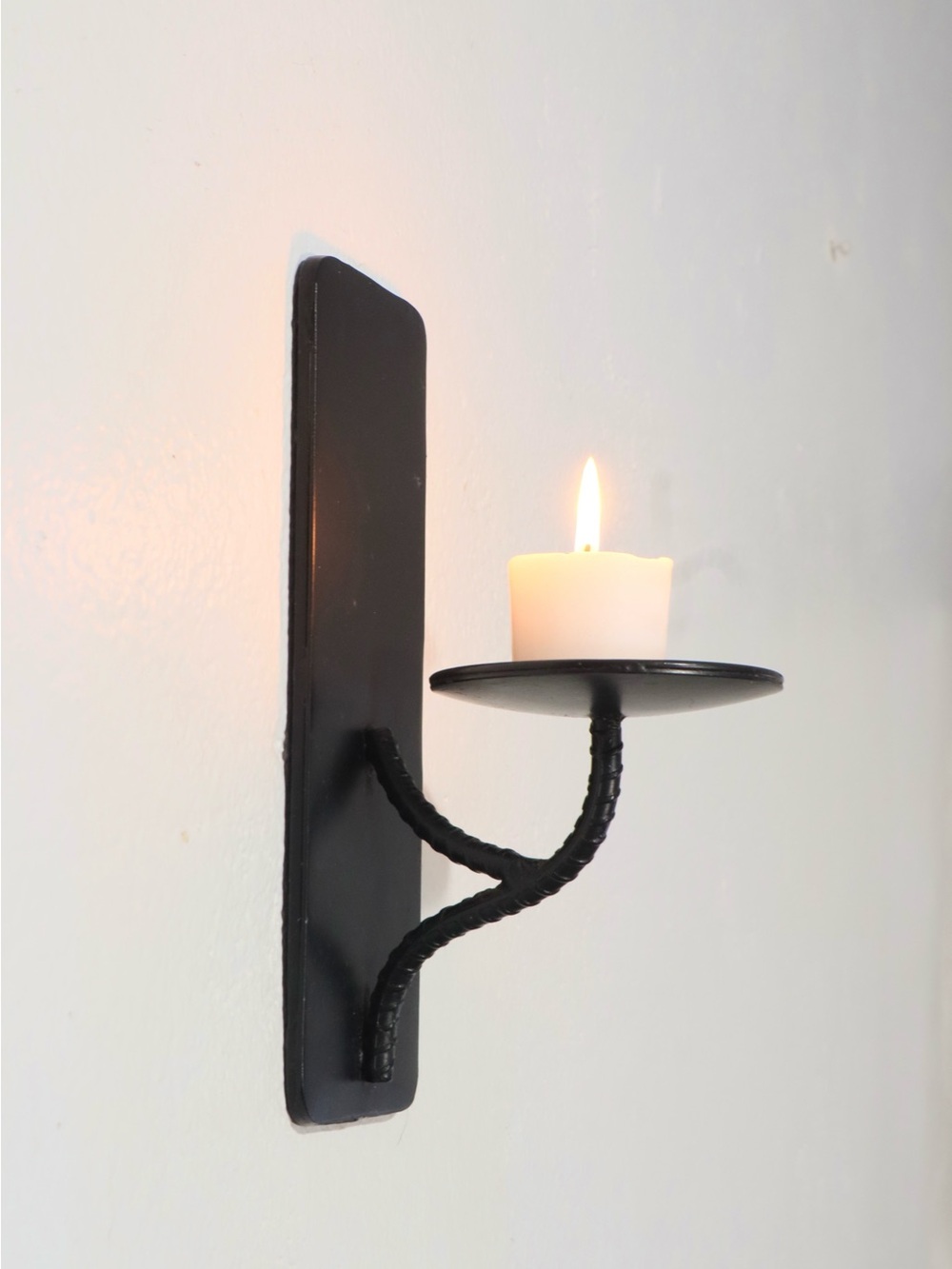 Black metal wall sconce Candle Holder Mid-century Modern Gothic Modern Brutalist